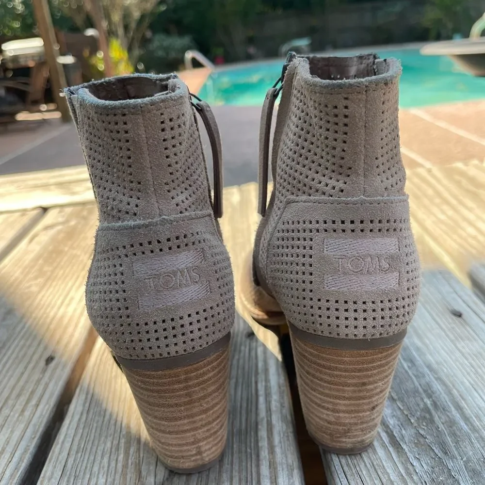 Toms suede open toe booties